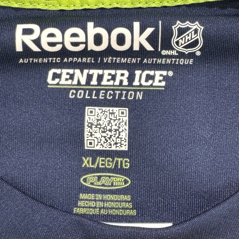 Reebok Pullover Shirt Men XL Blue Yellow Blues Center Ice‎ Collection LS